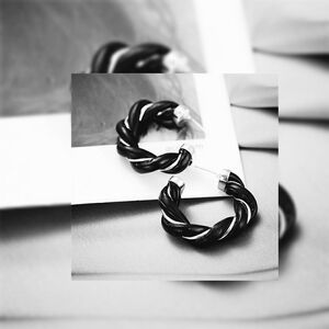 Black Kollection : Faux Leather Hoops